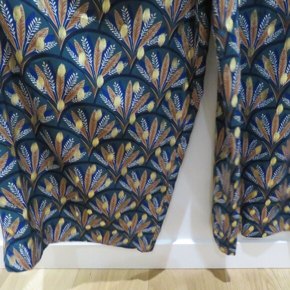 ANTHROPOLOGIE TRAFFIC PEOPLE Metallic Leaf Print Wide Leg Jumpsuit Boho - Size M - Picture 9 of 16